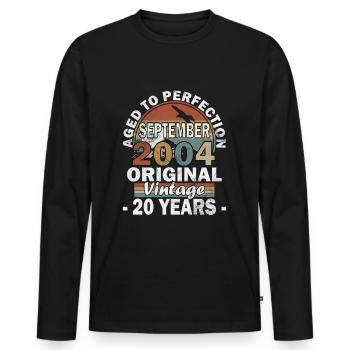 September 2004 Vintage Retro Birthday Gift - Men's Premium Organic Long Sleeve Shirt - black - Front - Nico (187cm)