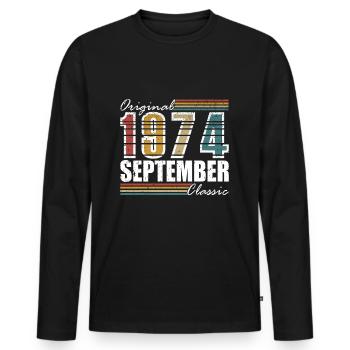 September 1974 Vintage Birthday Vintage Retro - Men's Premium Organic Long Sleeve Shirt - black - Front - Nico (187cm)