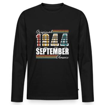 September 1944 Birthday Gift September 1944 - Men's Premium Organic Long Sleeve Shirt - black - Front - Nico (187cm)