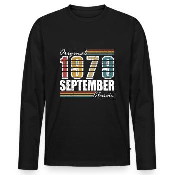 September 1979 Vintage Geburtstagsgeschenk 1979 - Männer Premium Bio Langarmshirt - Schwarz - Vorne - Nico (187cm)