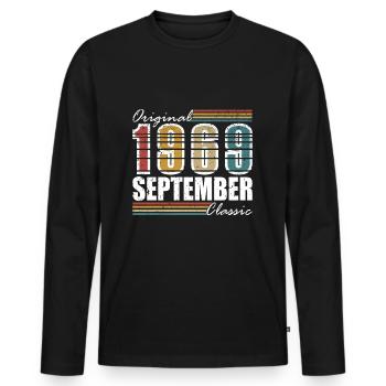 September 1969 Birthday Gift September 1969 - Men's Premium Organic Long Sleeve Shirt - black - Front - Nico (187cm)