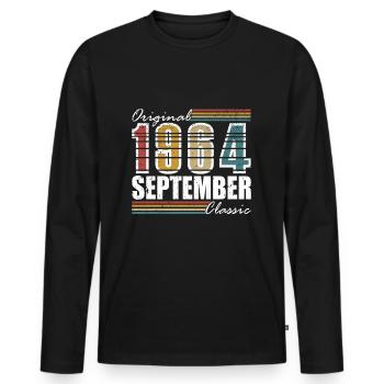 September 1964 Vintage Birthday Vintage Retro - Men's Premium Organic Long Sleeve Shirt - black - Front - Nico (187cm)