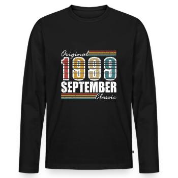 1999 Septembre 1999 25e anniversaire Cadeau - T-shirt manches longues Premium bio Homme - noir - Devant - Nico (187cm)