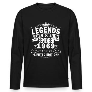 1969 Septembre Né Anniversaire Année de naissance 1969 - T-shirt manches longues Premium bio Homme - noir - Devant - Nico (187cm)