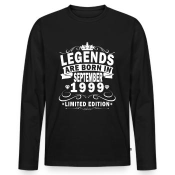 1999 Septembre Naissance Anniversaire Année de naissance 1999 - T-shirt manches longues Premium bio Homme - noir - Devant - Nico (187cm)
