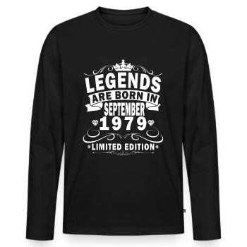September 1979 Vintage Geburtstagsgeschenk 1979 - Männer Premium Bio Langarmshirt - Schwarz - Vorne - Nico (187cm)