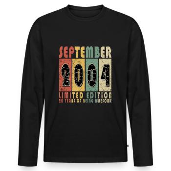 September 2004 Vintage Geschenkidee September 2004 - Männer Premium Bio Langarmshirt - Schwarz - Vorne - Nico (187cm)