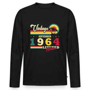 September 1964 Vintage Gift Idea September 1964 - Men's Premium Organic Long Sleeve Shirt - black - Front - Nico (187cm)