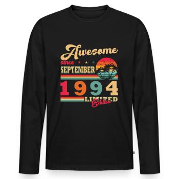 Original Birthday 1994 – Gift September 1994 - Men's Premium Organic Long Sleeve Shirt - black - Front - Nico (187cm)