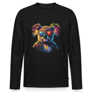 Koala Mit Sonnenbrille - Männer Premium Bio Langarmshirt - Schwarz - Vorne - Nico (187cm)