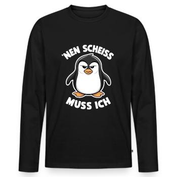 Drôle Pingouin Cool Disant Je Dois Baiser - T-shirt manches longues Premium bio Homme - noir - Devant - Nico (187cm)