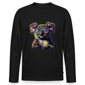 Koala Mit Sonnenbrille - Männer Premium Bio Langarmshirt - Schwarz - Vorne - Nico (187cm)