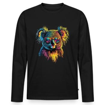 Koala Mit Sonnenbrille - Männer Premium Bio Langarmshirt - Schwarz - Vorne - Nico (187cm)