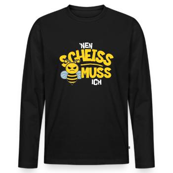 Drôle d’abeille cool disant que je dois baiser - T-shirt manches longues Premium bio Homme - noir - Devant - Nico (187cm)