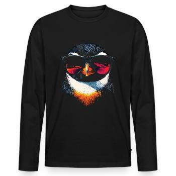 Cool Pinguin Art Sonnenbrille Pinguin Lover - Männer Premium Bio Langarmshirt - Schwarz - Vorne - Nico (187cm)