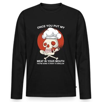 Cuisinier Chefs Cuisine Cuisine Humour Cuisine Dicton - T-shirt manches longues Premium bio Homme - noir - Devant - Nico (187cm)