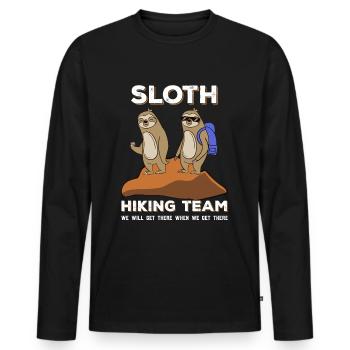 Sloth Hiking Mountaineering Climbing - Men's Premium Organic Long Sleeve Shirt - black - Front - Nico (187cm)