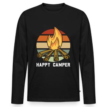 Happy Camper - Chemise de camping - T-shirt manches longues Premium bio Homme - noir - Devant - Nico (187cm)