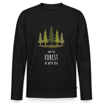 Homme de la forêt Amoureux de la nature de la forêt - T-shirt manches longues Premium bio Homme - noir - Devant - Nico (187cm)