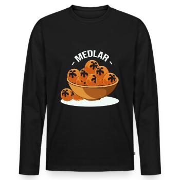 Mispel Herbst - Männer Premium Bio Langarmshirt - Schwarz - Vorne - Nico (187cm)