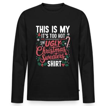 Christmas Funny Ugly Christmas - Men's Premium Organic Long Sleeve Shirt - black - Front - Nico (187cm)