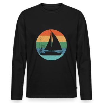 sailboat - Men's Premium Organic Long Sleeve Shirt - black - Front - Nico (187cm)