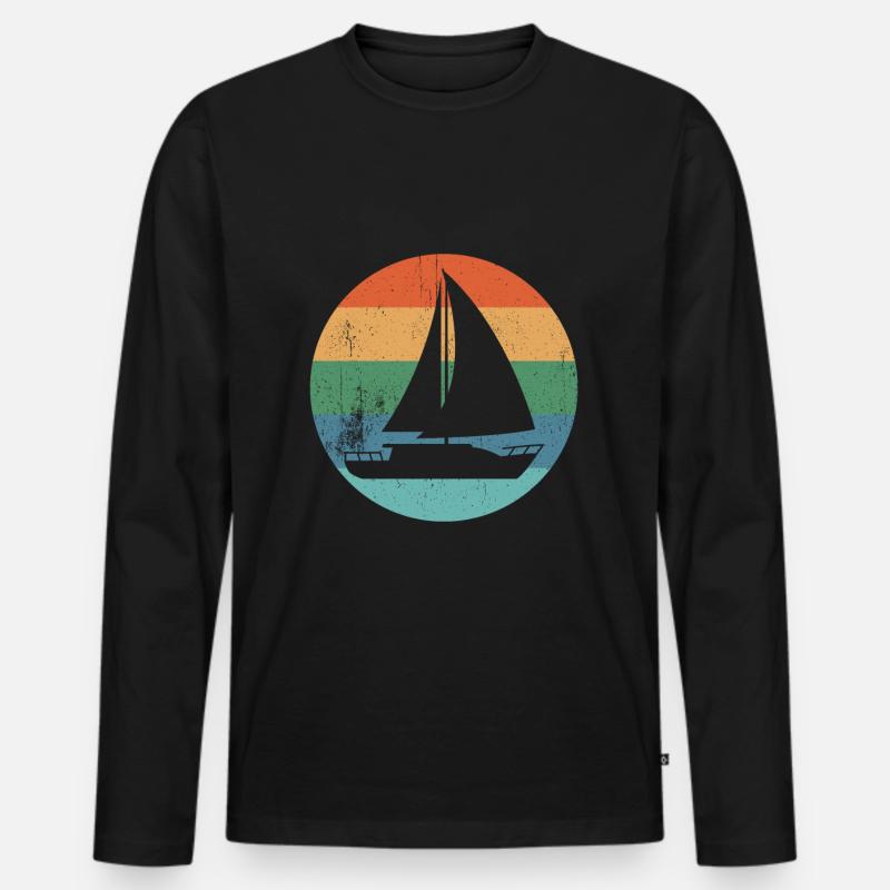 segelboot - Männer Premium Bio Langarmshirt - Schwarz
