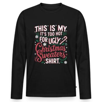 Noël Moche Noël Drôle - T-shirt manches longues Premium bio Homme - noir - Devant - Nico (187cm)