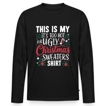 Funny Ugly Christmas Christmas - Men's Premium Organic Long Sleeve Shirt - black - Front - Nico (187cm)
