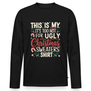 Ugly Christmas Weihnachten Witzig - Männer Premium Bio Langarmshirt - Schwarz - Vorne - Nico (187cm)