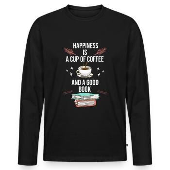 Bookworm Book Reading Coffee Drinking Coffee Drinker - Men's Premium Organic Long Sleeve Shirt - black - Front - Nico (187cm)