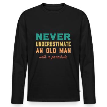Vieil Homme Parachute Parachute Saut Parachute - T-shirt manches longues Premium bio Homme - noir - Devant - Nico (187cm)