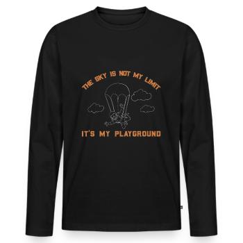 Parachutisme en disant drôle - T-shirt manches longues Premium bio Homme - noir - Devant - Nico (187cm)