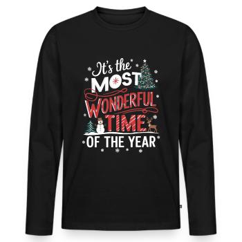 Weihnachten Schönste Zeit Des Jahres Heiligabend - Männer Premium Bio Langarmshirt - Schwarz - Vorne - Nico (187cm)