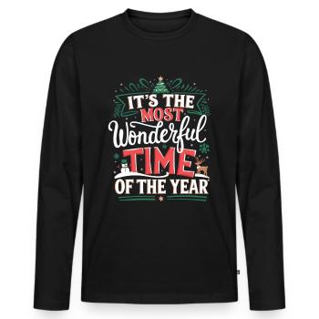 Schönste Zeit Des Jahres Heiligabend Weihnachten - Männer Premium Bio Langarmshirt - Schwarz - Vorne - Nico (187cm)