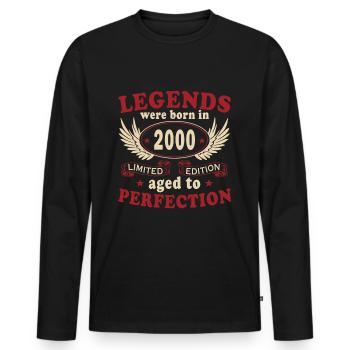 Legende 2000 - Jahrgang 2000 - Baujahr 2000 - Männer Premium Bio Langarmshirt - Schwarz - Vorne - Nico (187cm)