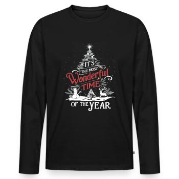 Weihnachten Heiligabend Schönste Zeit Des Jahres - Männer Premium Bio Langarmshirt - Schwarz - Vorne - Nico (187cm)
