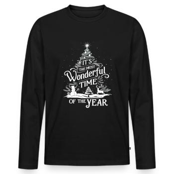 Heiligabend Weihnachten Schönste Zeit Des Jahres - Männer Premium Bio Langarmshirt - Schwarz - Vorne - Nico (187cm)
