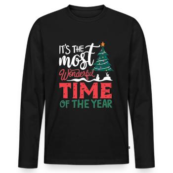 Weihnachten Schönste Zeit Des Jahres Heiligabend - Männer Premium Bio Langarmshirt - Schwarz - Vorne - Nico (187cm)