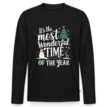 Schönste Zeit Des Jahres Weihnachten Heiligabend - Männer Premium Bio Langarmshirt - Schwarz - Vorne - Nico (187cm)