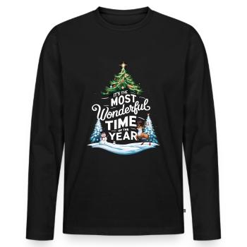 Heiligabend Schönste Zeit Des Jahres Weihnachten - Männer Premium Bio Langarmshirt - Schwarz - Vorne - Nico (187cm)