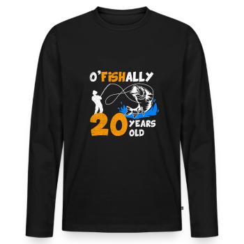 20e anniversaire pêcheur drôle de dicton - 20 ans - T-shirt manches longues Premium bio Homme - noir - Devant - Nico (187cm)