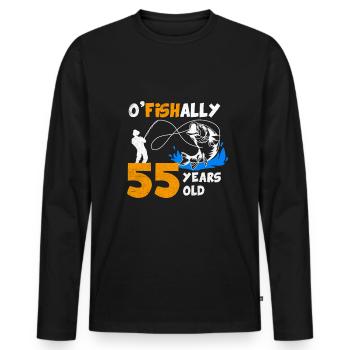 55e anniversaire pêcheur pêche cadeau vintage - T-shirt manches longues Premium bio Homme - noir - Devant - Nico (187cm)