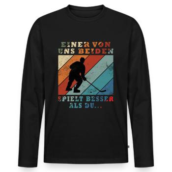 One of us plays better than you - Men's Premium Organic Long Sleeve Shirt - black - Front - Nico (187cm)