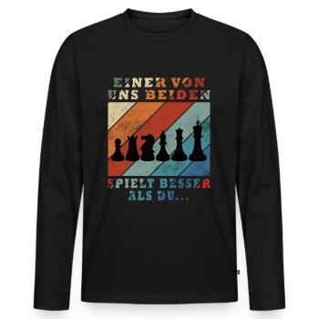 One of us plays chess better than you - Men's Premium Organic Long Sleeve Shirt - black - Front - Nico (187cm)