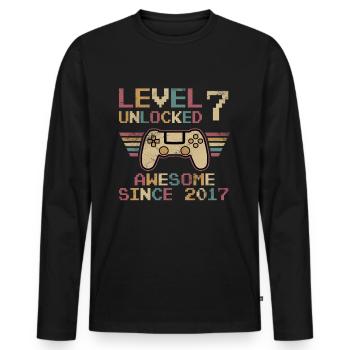 Level 7 Unlocked Legendär seit 2017 - Männer Premium Bio Langarmshirt - Schwarz - Vorne - Nico (187cm)