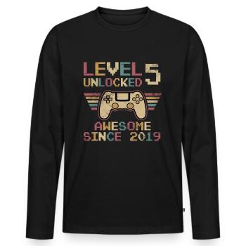 Original 2019 5 Jahre Level 5 Freischaltung - Männer Premium Bio Langarmshirt - Schwarz - Vorne - Nico (187cm)