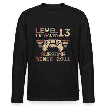 Original 2011 13 Jahre Level 13 Freischaltung - Männer Premium Bio Langarmshirt - Schwarz - Vorne - Nico (187cm)