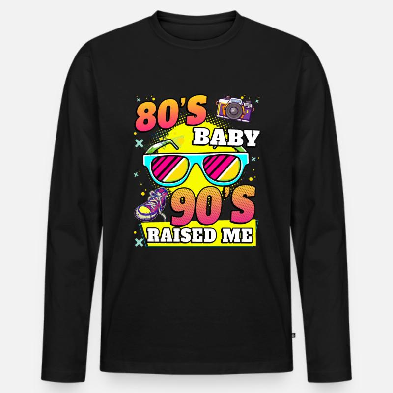 80er Kind - Männer Premium Bio Langarmshirt - Schwarz