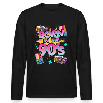 NÉ DANS LES ANNÉES 90 - T-shirt manches longues Premium bio Homme - noir - Devant - Nico (187cm)